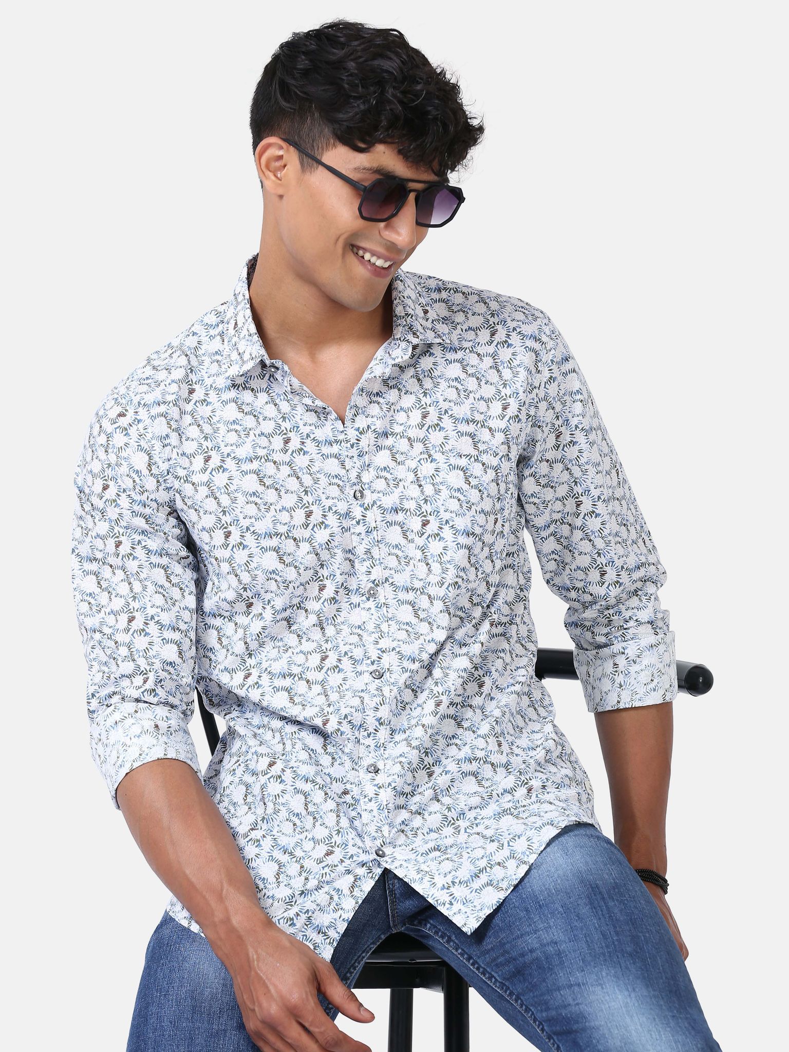 Blue hue print shirt 23USH1564