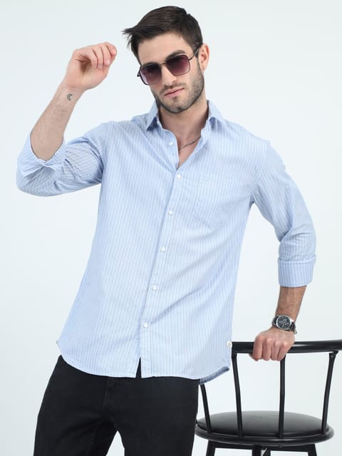 Urbaro Edge Slim Blue Stripe Shirt 23USH1732