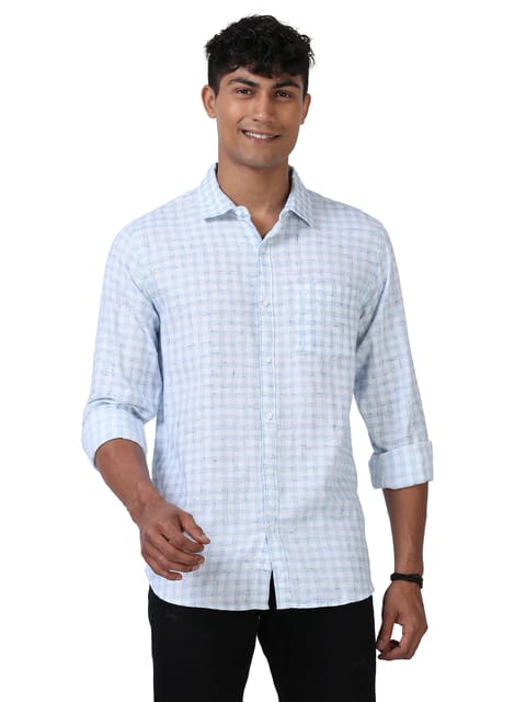 Geometric Dobby Blue Shirt 23USH1699