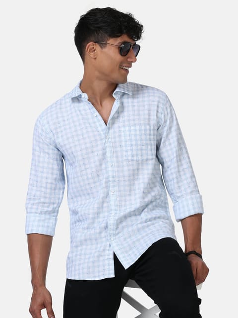 Geometric Dobby Blue Shirt 23USH1699