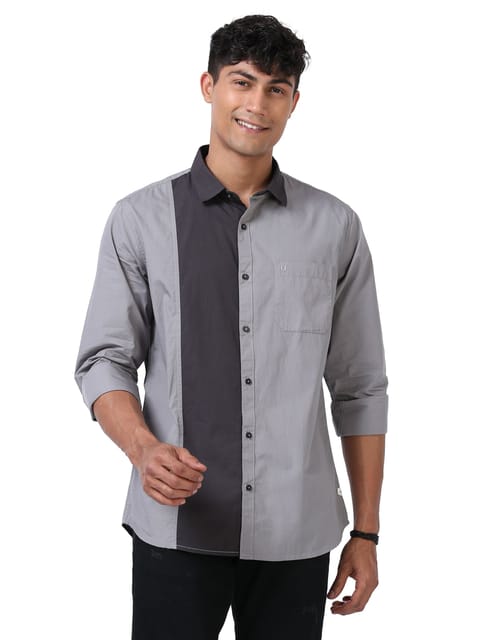 Effortless Statement color block shirt-Grey 23USH1651