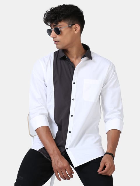 Effortless Statement color block shirt-White 23USH1652