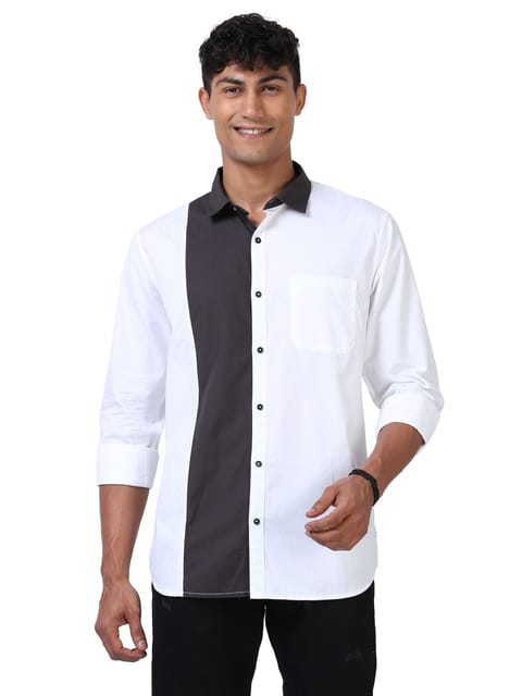 Effortless Statement color block shirt-White 23USH1652