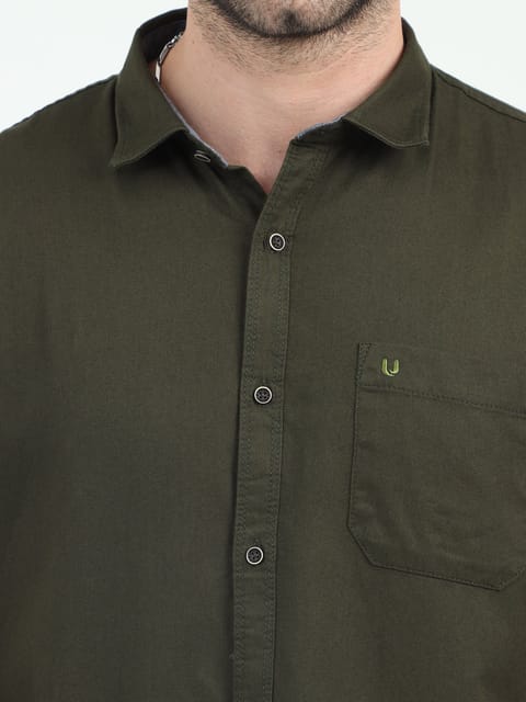 Olive Aura Attire Plain Shirt 23USH1754