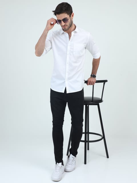 Cotton Cloud Cascade Plain Shirt 23USH1761