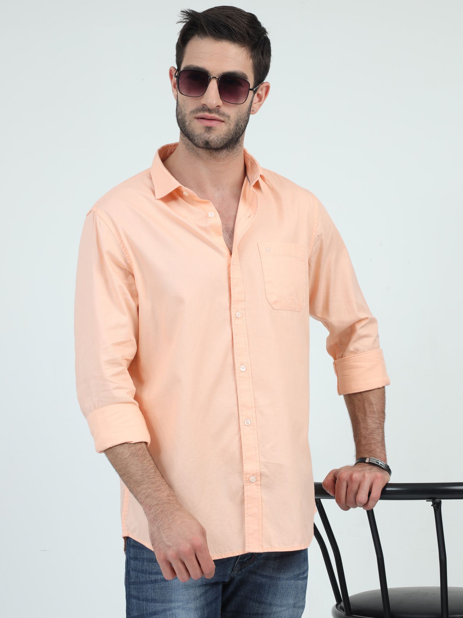 Casual Class Solid Orange Shirt 23USH1684