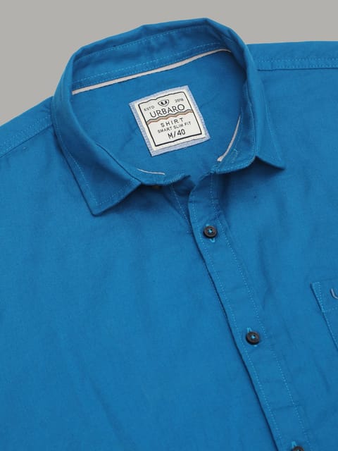 Structured City Style Solid Blue Shirts 23USH1683