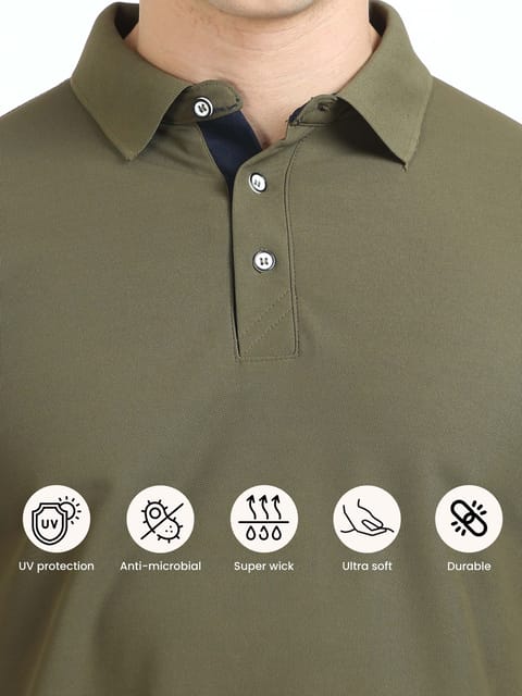 Olive Green Men's Polo Plus Size T-shirt