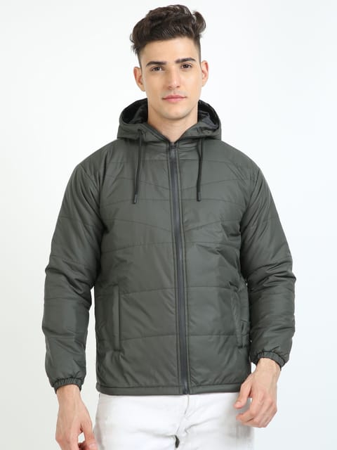 Olive Green Bomber Jacket with Hood