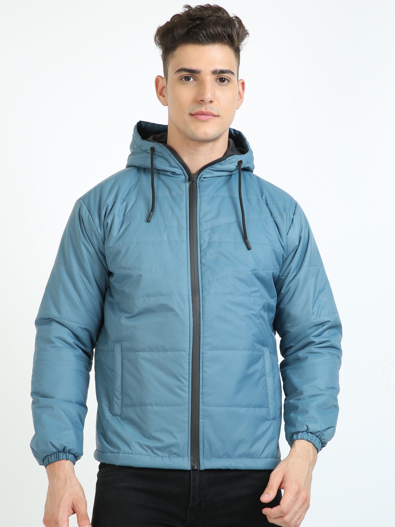 Air Force Blue Bomber Jacket with Hood