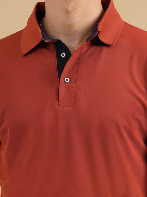 Brick Red Plus Size Men's Polo T-shirt