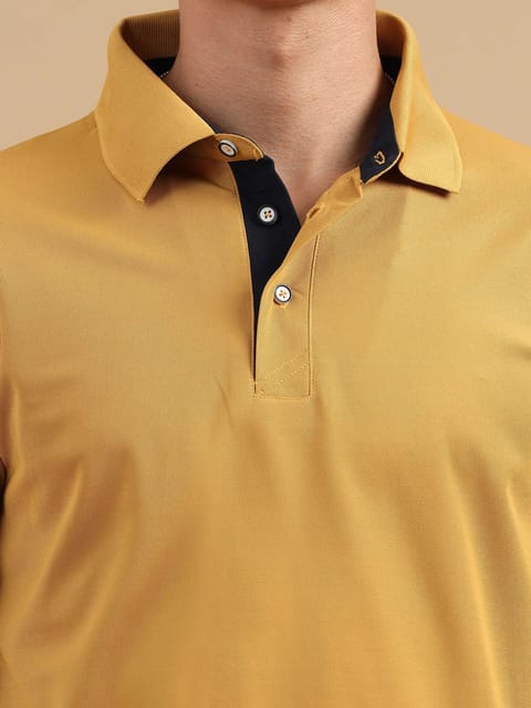 Mustard Yellow Plus Size Men's Polo T-shirt