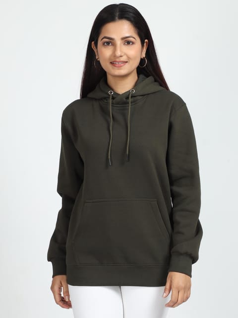 Women Olive Green Hoodie