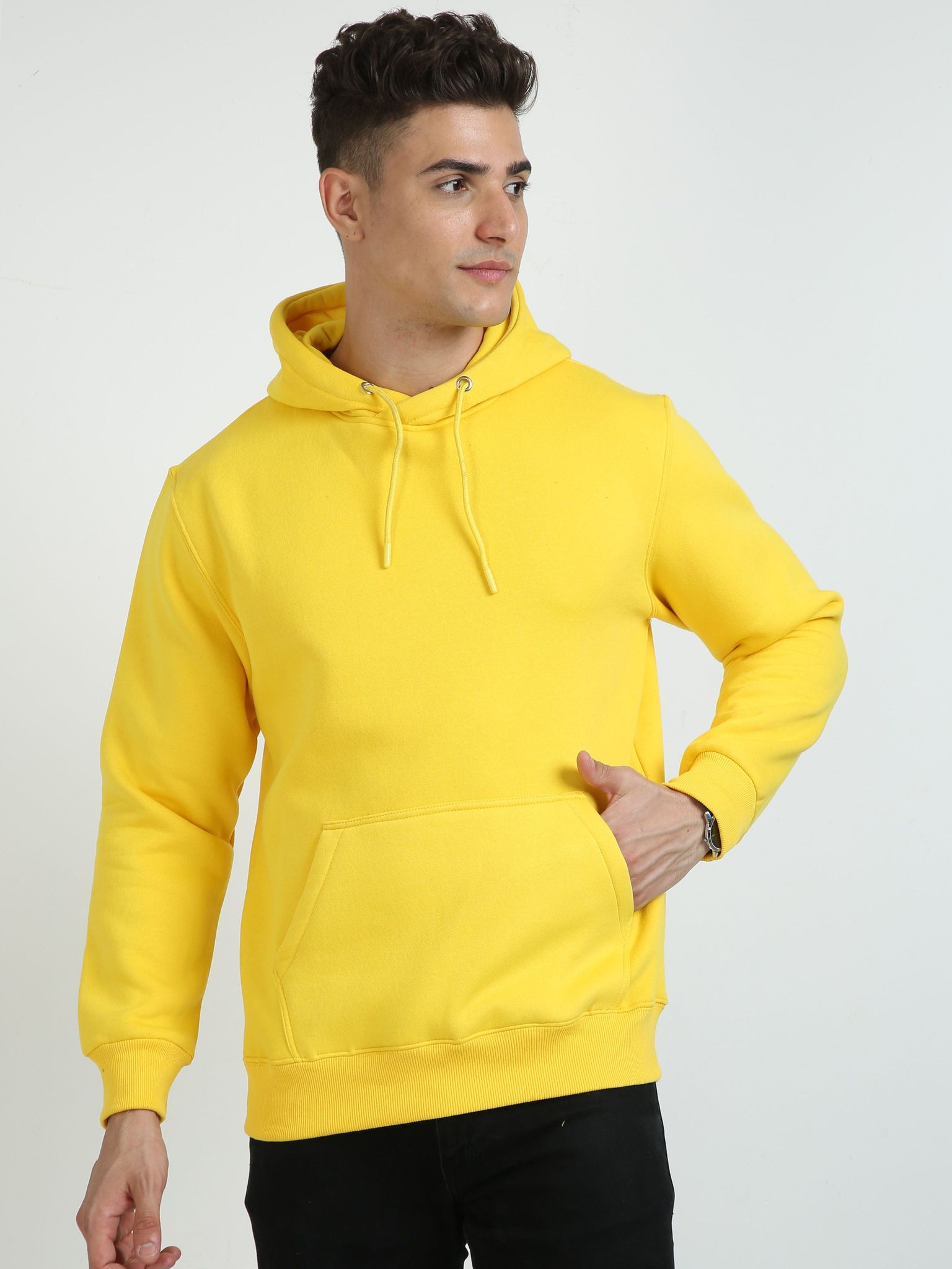 Men Sunshine Yellow Hoodie