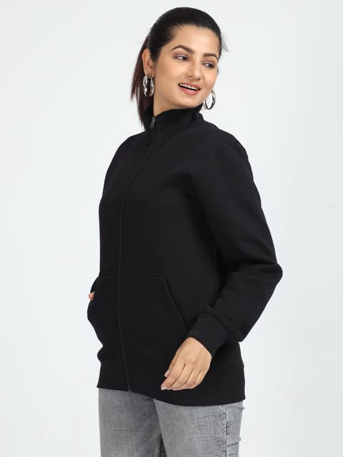 Women Black High Neck Sweatshirt