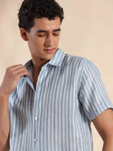 Summer Cascade Stripes Cotton Shirt