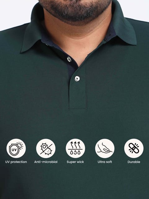 Plus Size Pine Green Men's Polo T-shirt