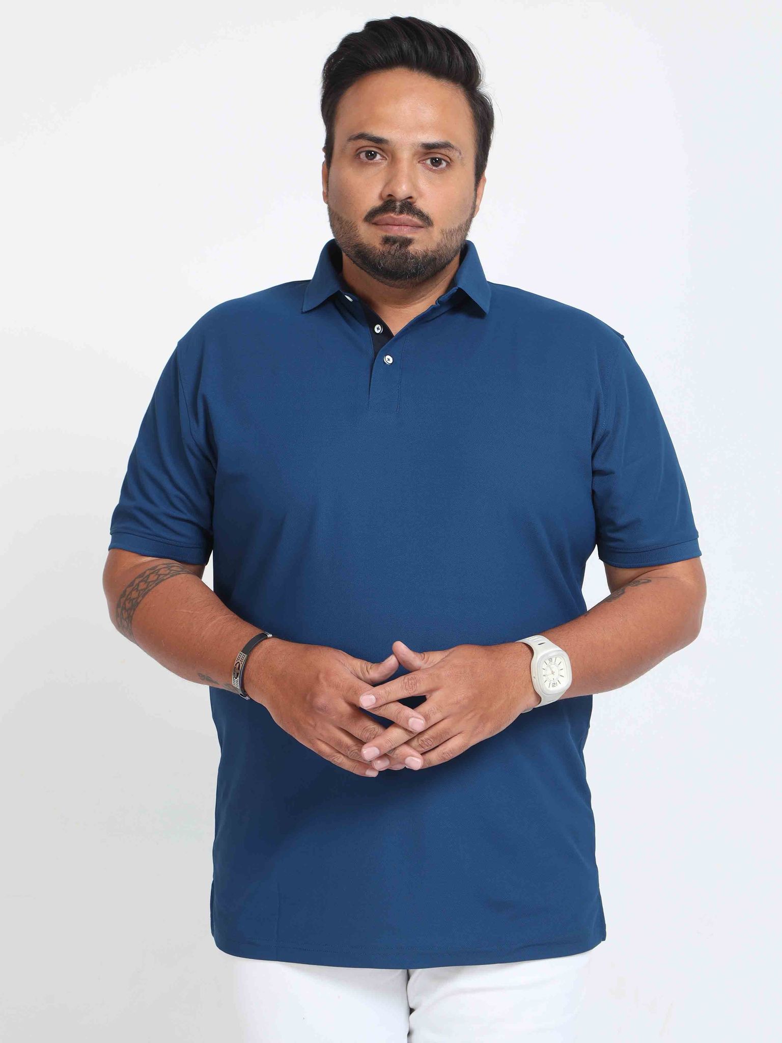 Plus Size Rama Blue Men's Polo T-shirt