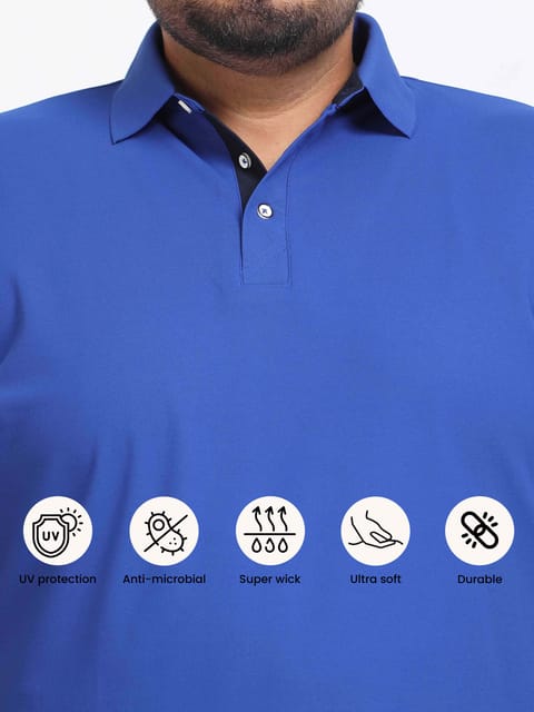 Plus Size Imperial Blue Men's Polo T-shirt