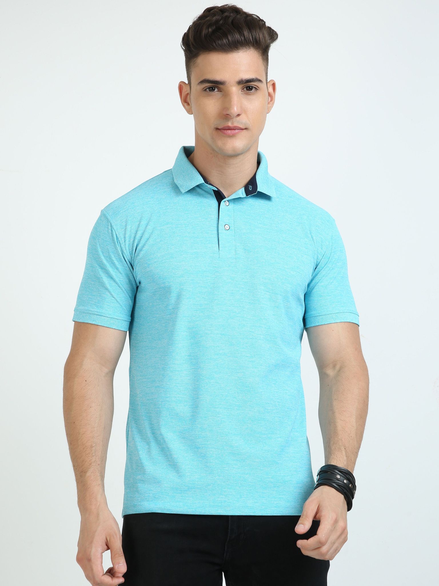 Blue Lagoon Melange Men's Polo T-shirt