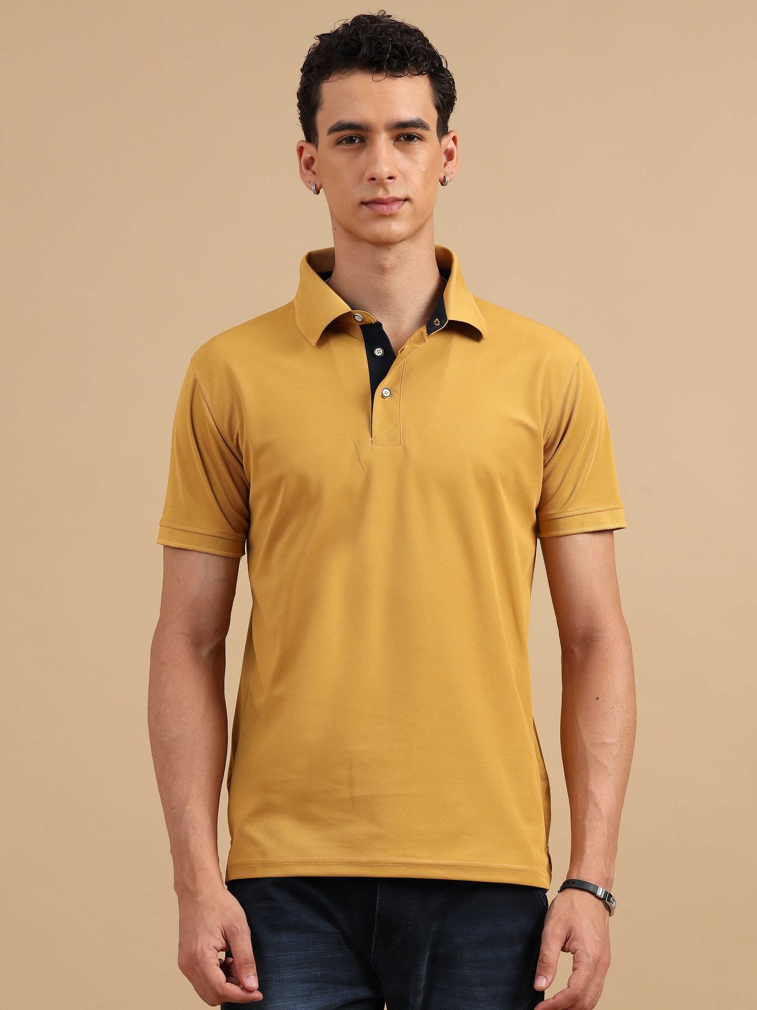 Mustard Yellow Men's Polo T-shirt