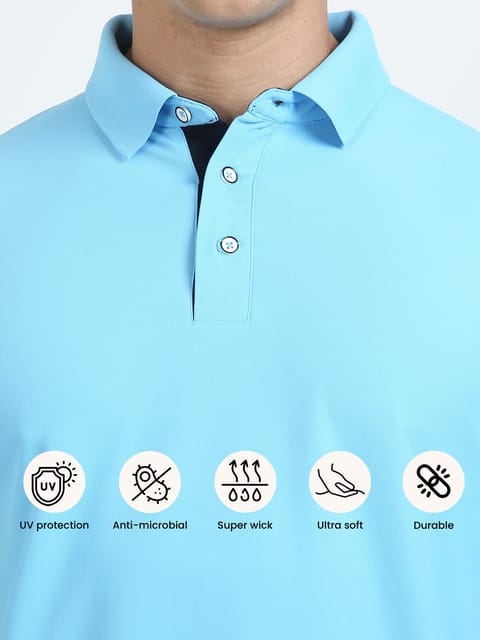 Sky Blue Men's Polo T-shirt