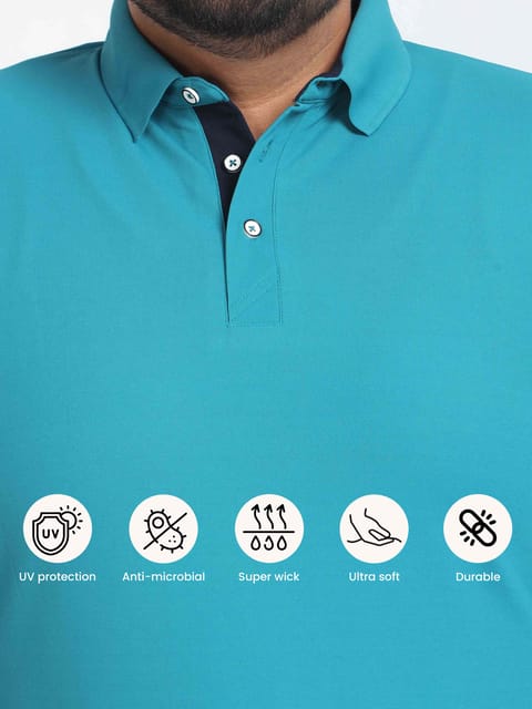 Plus Size Harbour Blue Men's Polo T-shirt