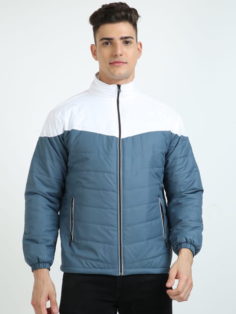 Men White-Air Force Blue Bomber Jacket