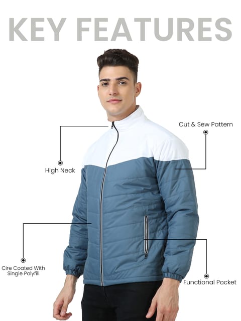 Men White-Air Force Blue Bomber Jacket