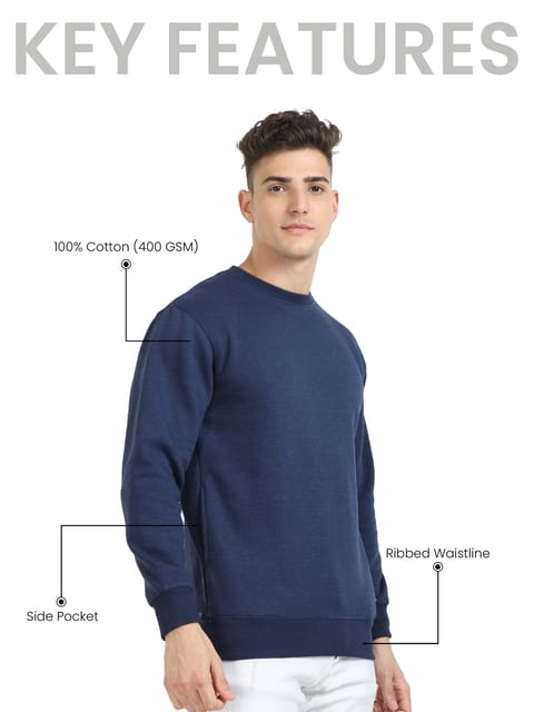 Men Denim Melange Sweatshirt