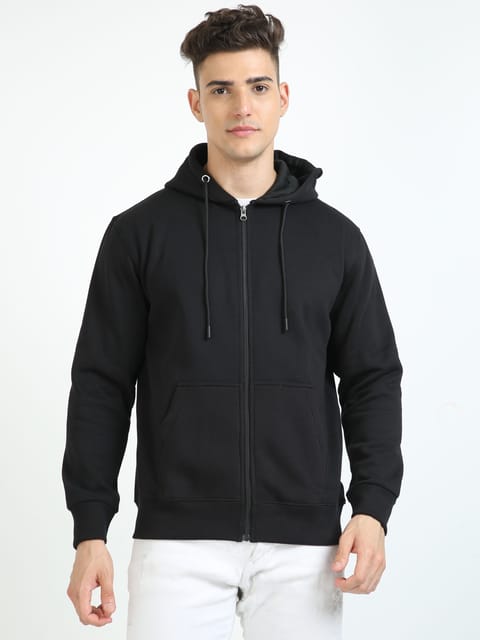 Men Black Zipper Hoodie