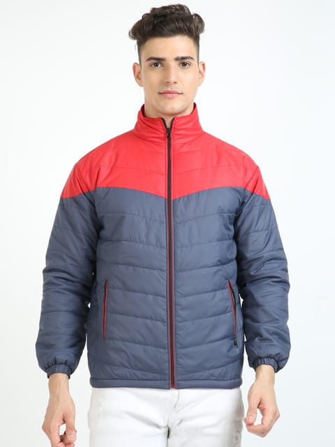 Men Red-Navy Bomber Jacket