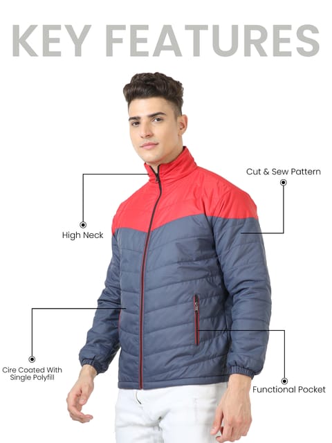 Men Red-Navy Bomber Jacket