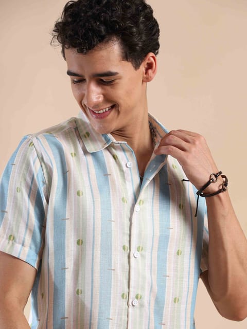 Oceanic Haven Mist Stripes Cotton Shirt