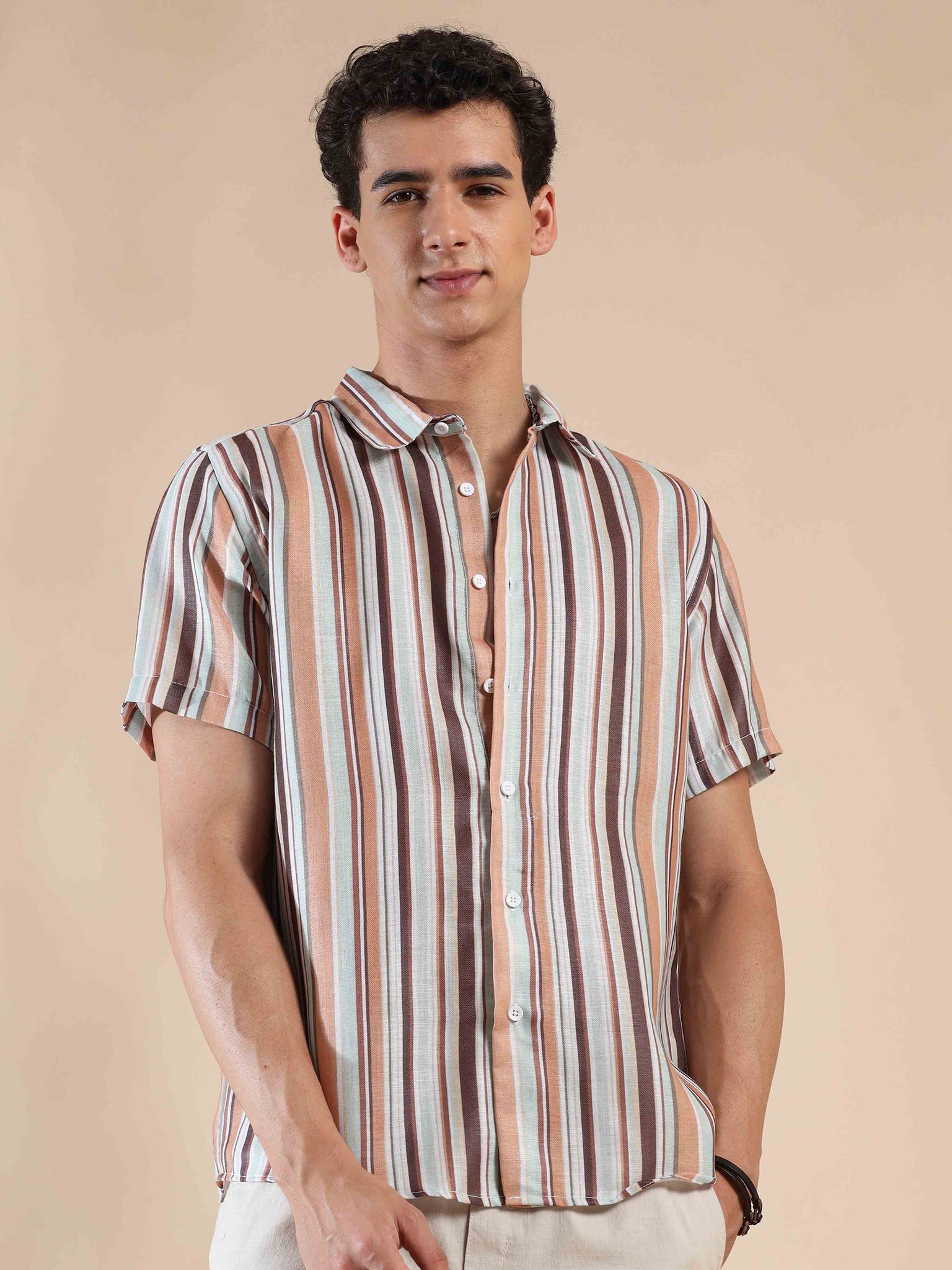 Golden Sands Serenity Stripes Cotton Shirt