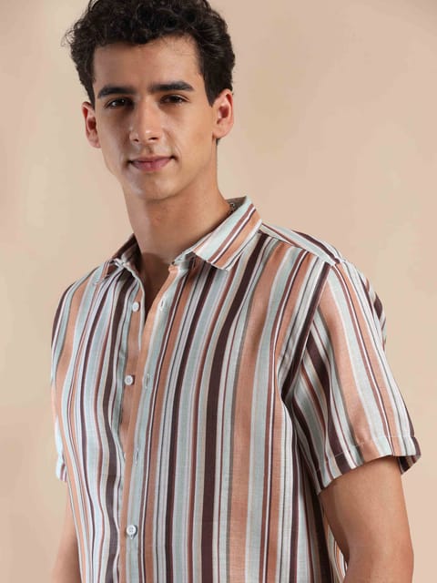 Golden Sands Serenity Stripes Cotton Shirt