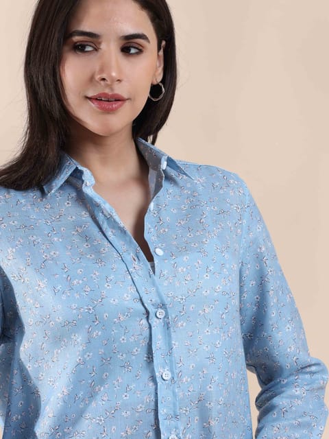 Serene Sky Summer Cotton Shirt