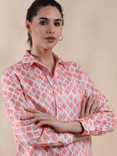 Peachy Coral Cotton Shirt