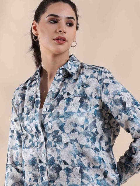 Ocean Blue Summer Cotton Shirt