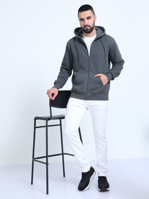 Charcoal grey Zipper Hoodie