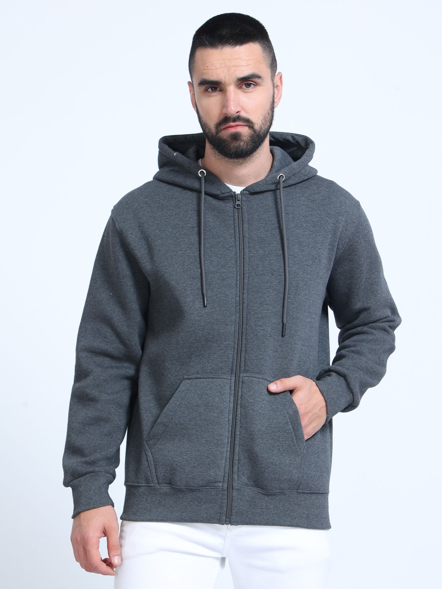 Charcoal grey Zipper Hoodie