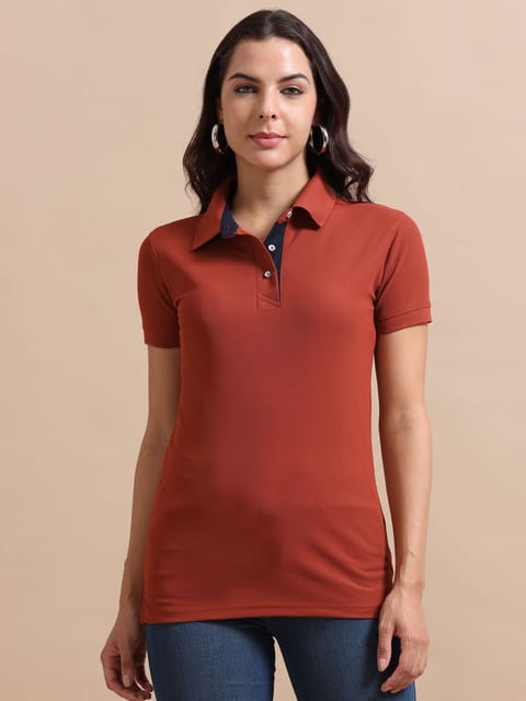 Brick Red Women's Polo T-shirt