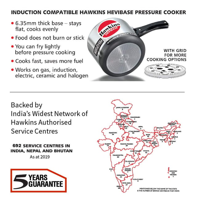 Hawkins 3 Litre Hevibase Pressure Cooker, Induction Inner Lid Cooker, Silver (IH30)