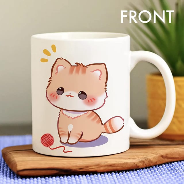 PureArtz Cute Cat White Ceramic 325ml Coffee Mug