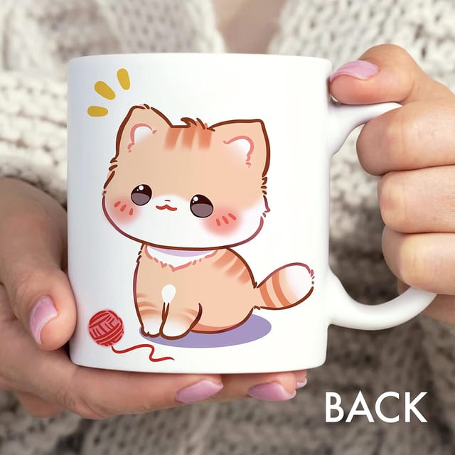 PureArtz Cute Cat White Ceramic 325ml Coffee Mug