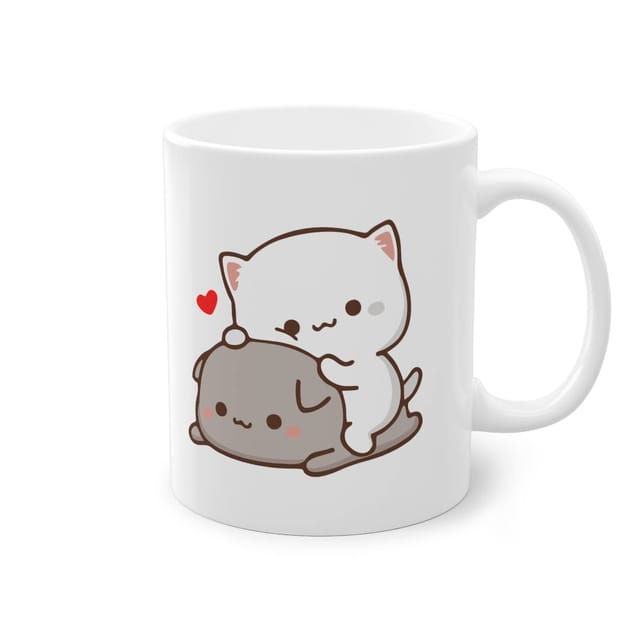 FlashTale Goma & Peach Printed Gift for Couple White Ceramic Coffee Mug