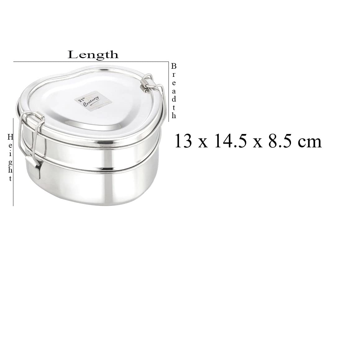 JVL Stainless Steel Lunch Box for Kids, Double Two Layer Tiffin Box for School and Office use with Inner Plate - Heart Shape - Small Size