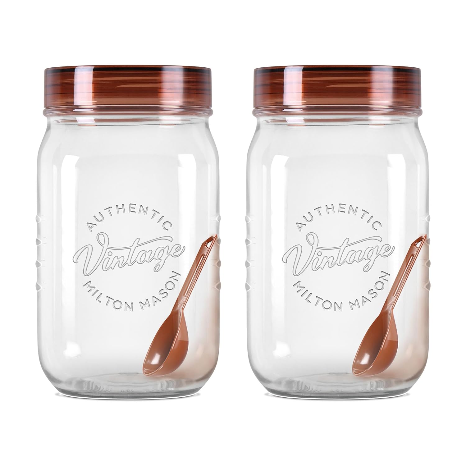 MILTON Vintage Plastic Storage Jar and Container Set, Airtight & BPA Free Containers for Kitchen Storage, Grocery Kitchen Container Stoarge, Multipurpose Transparent Jar, 1000 ML Each, Set of 2