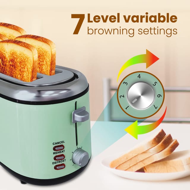 AGARO Royal 4 Slice Stainless Steel Pop Up Toaster, With Cancel, Reheat And Defrost Functions, Variable Heat Settings, Removable Crumb Tray,Bread, Breakfast, 1450 Watts