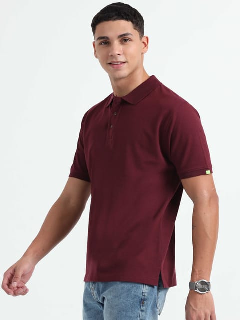 Caslay Organic Cotton - Maroon Polo T-Shirt